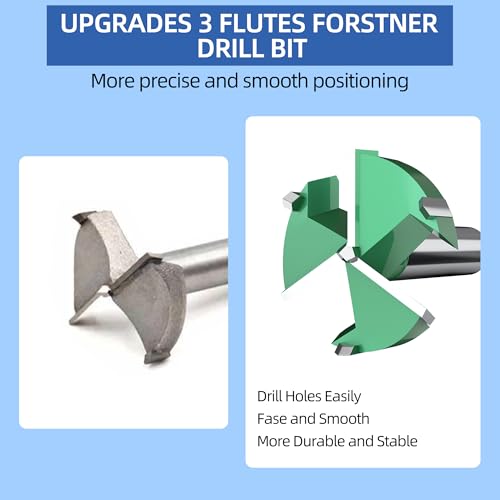 HUHAO Forstner Drill Bits 55mm (2-1/16 inch) Carbide Upgraded Version 3-Cutter Higher Hardness Wood Hole Saw Auger Opener Woodworking Drilling Tool Wood Cutter - Image 3