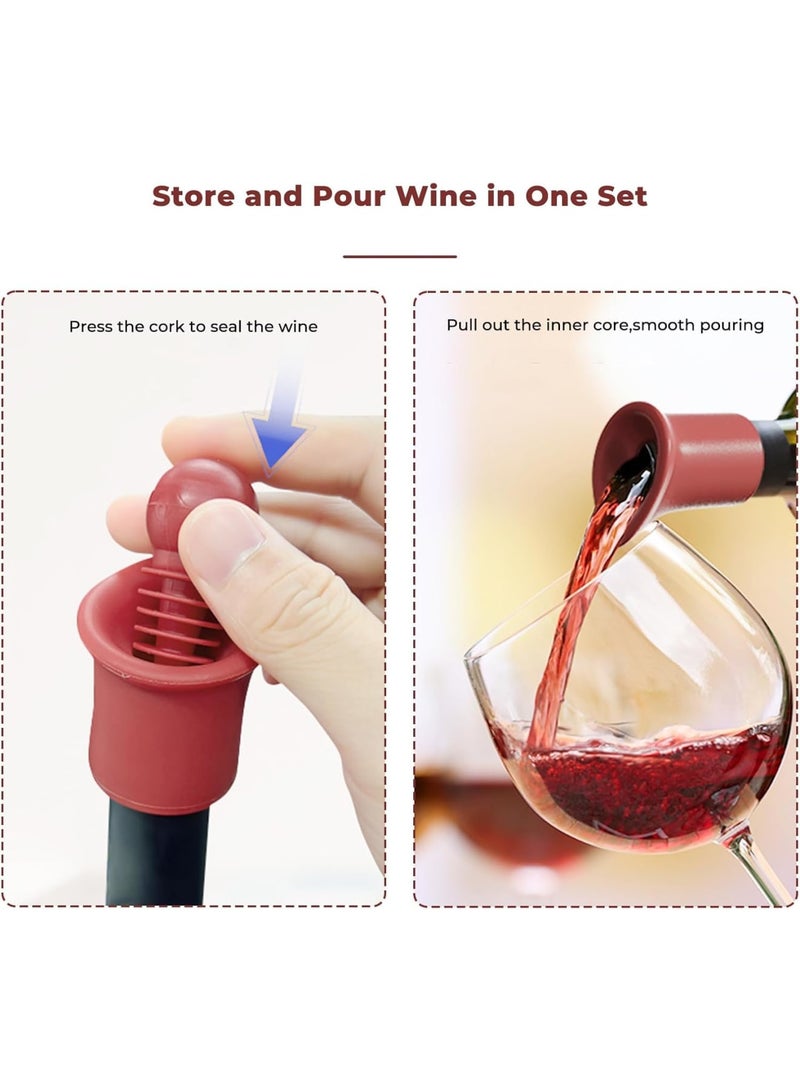 SYOSI Wine Bottle Stoppers & Pourers, Reusable Wine Preserver, Silicone Champagne Stoppers for Wine Lovers, Great Gift for Wine Enthusiasts, Housewarming Gift (Black/Red, 2 Pieces) - Image 5