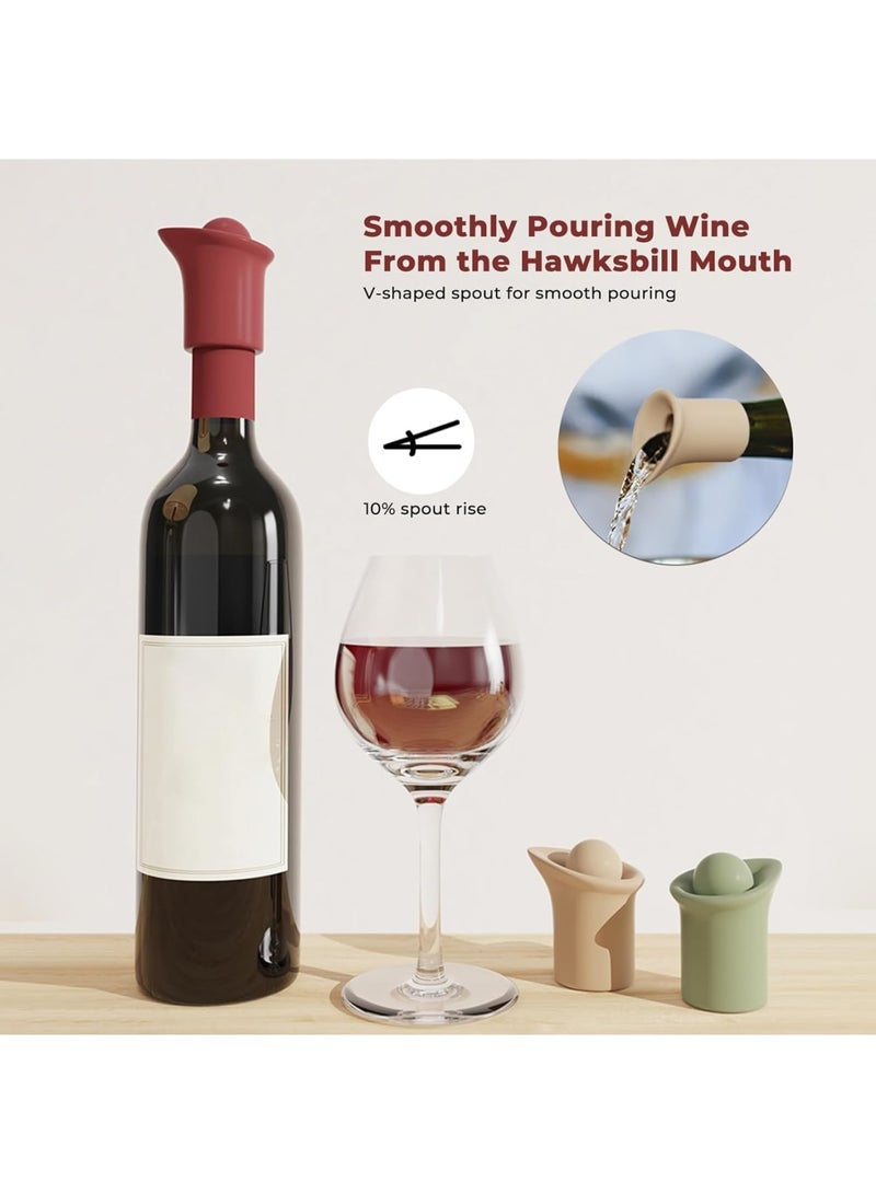 SYOSI Wine Bottle Stoppers & Pourers, Reusable Wine Preserver, Silicone Champagne Stoppers for Wine Lovers, Great Gift for Wine Enthusiasts, Housewarming Gift (Black/Red, 2 Pieces) - Image 3