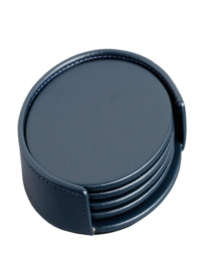 Dacasso A4618 Coaster Set, 4.37 x 4.37 x 1.37, Navy Blue - Image 1