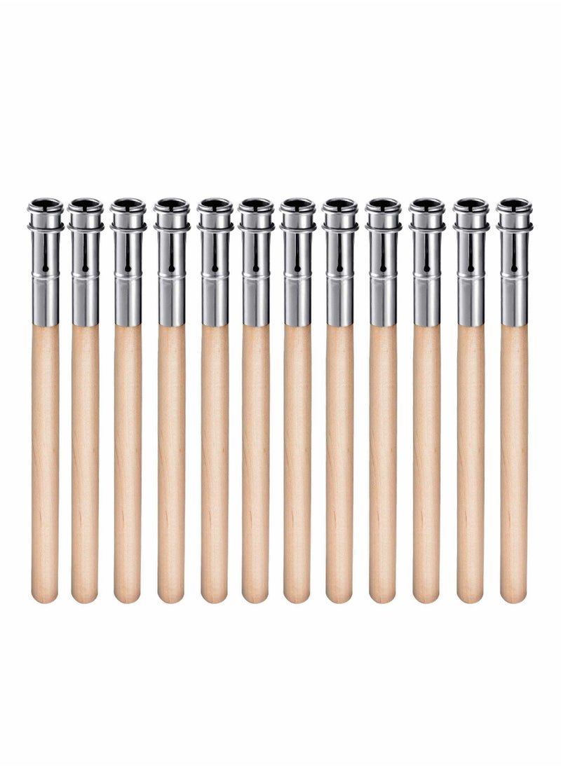 Excefore Wooden Pencil Extenders Art Pencil Lengthener Crayon Extension with Aluminum Handle for School Office Supplies 12 Pieces  - Image 1