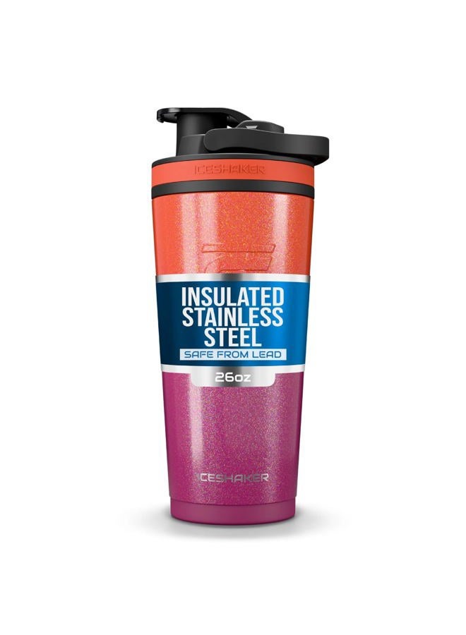 Ice Shaker 26 Oz Shaker Bottle, Stainless Steel Water Bottle and Protein Shaker, As Seen on Shark Tank, Reusable Stainless Steel Water Bottle, Gym Water Bottle, Summer - Image 1
