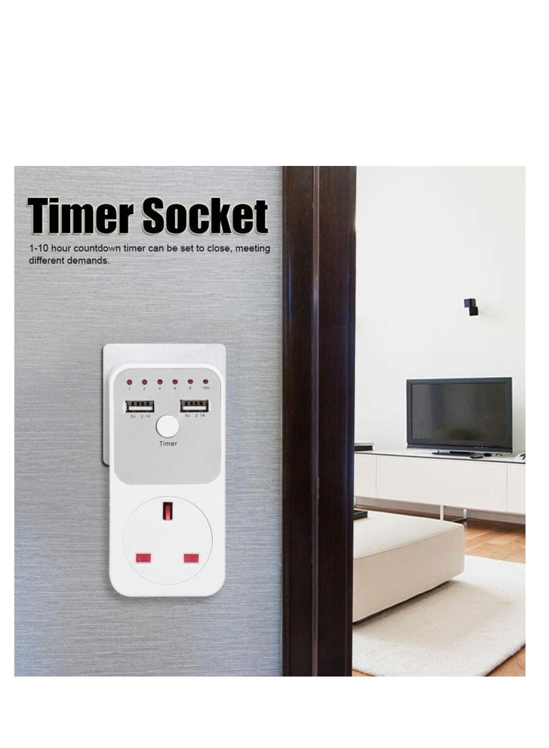 Excefore Countdown Timer Socket, USB Smart Digital Countdown Timer Socket, Programmable Switch Timer, Automatic Timer Switch, for Home Appliances, Computer Phone Charger (UK Plug)  - Image 3