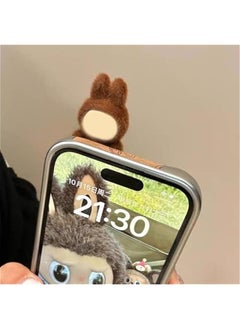 Arabest LABUBU Case for Phone - Mini Plush Three-Dimensional Design with Hanging Strap, Protective Case for All Models, Perfect for Everyday Use and Gift Giving (Brown, iPhone 14 Plus)  - Image 1