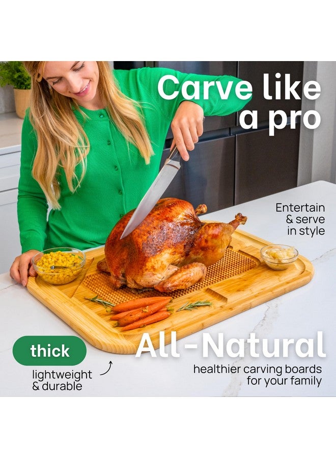 GREENER CHEF 24 Inch 2XL Organic Meat Carving Board with Lifetime Replacements - Wooden Butcher Block with Pour Spout, Turkey Platter for Holidays, Meat Cutting Board - Image 2
