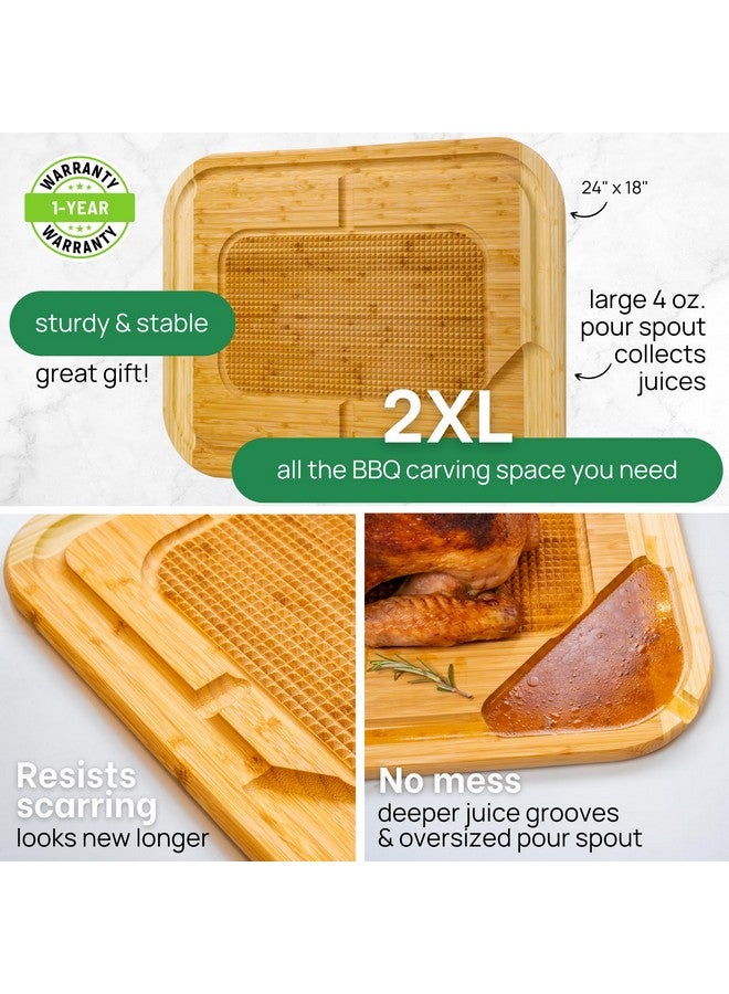 GREENER CHEF 24 Inch 2XL Organic Meat Carving Board with Lifetime Replacements - Wooden Butcher Block with Pour Spout, Turkey Platter for Holidays, Meat Cutting Board - Image 3