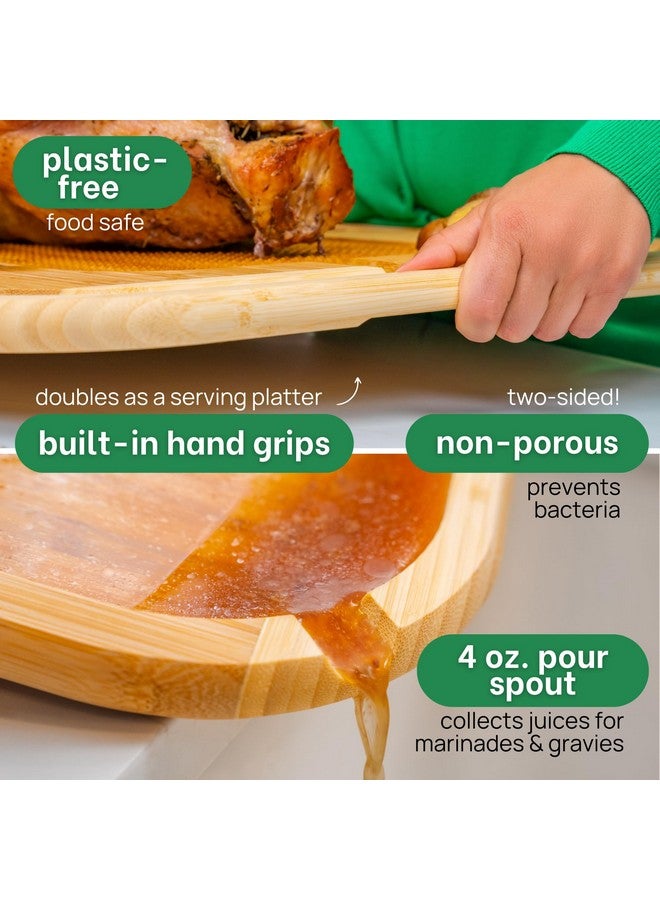 GREENER CHEF 24 Inch 2XL Organic Meat Carving Board with Lifetime Replacements - Wooden Butcher Block with Pour Spout, Turkey Platter for Holidays, Meat Cutting Board - Image 4