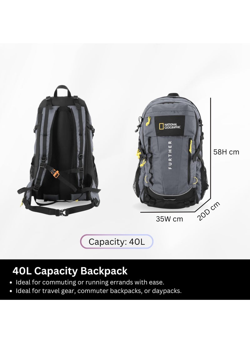 NATIONAL GEOGRAPHIC National Geographic Destination 40L Backpack Grey, Durable Water Resistant Polyester Secure RFID Pocket Lightweight Bag With Raincover, 2 Side Waist Belt Protection For Men Women Trekking Hiking Camping Outdoor Travel  - Image 5