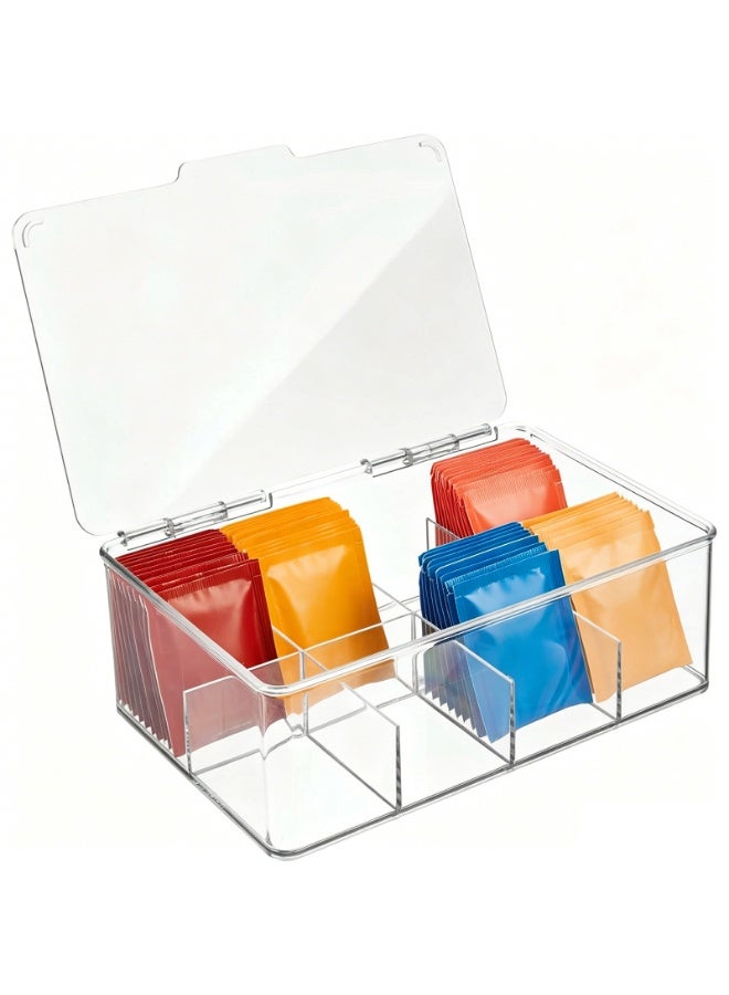 8 Compartments Tea Bag Storage Box Office Multifunctional Storage Box with Lid - Image 1