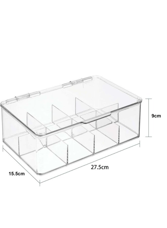 8 Compartments Tea Bag Storage Box Office Multifunctional Storage Box with Lid - Image 4