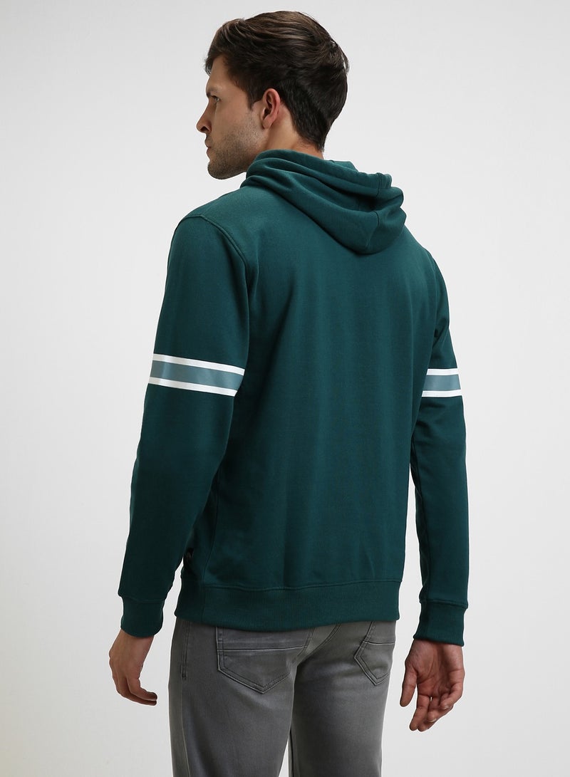 Dennis Lingo Regular Fit Teal Hooded Sweatshirt for Men - Polycotton, Solid, Full Sleeves, Knitted Fabric  - Image 5