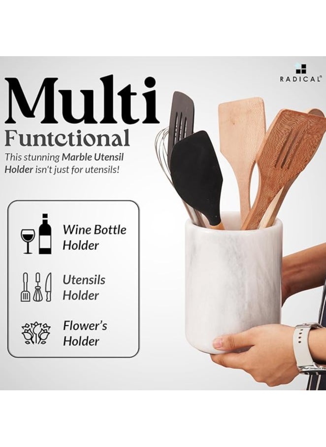 RADICALn RADICALn Handmade Marble White Utensil Holder Kitchen Organizer Home Accessories  - Image 3