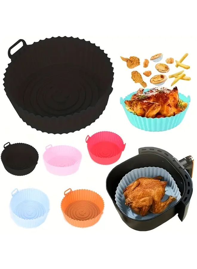 Black Silicone Air Fryer Liners Reusable Non Stick Easy Clean Baking Roasting Microwave Cooking - Image 1