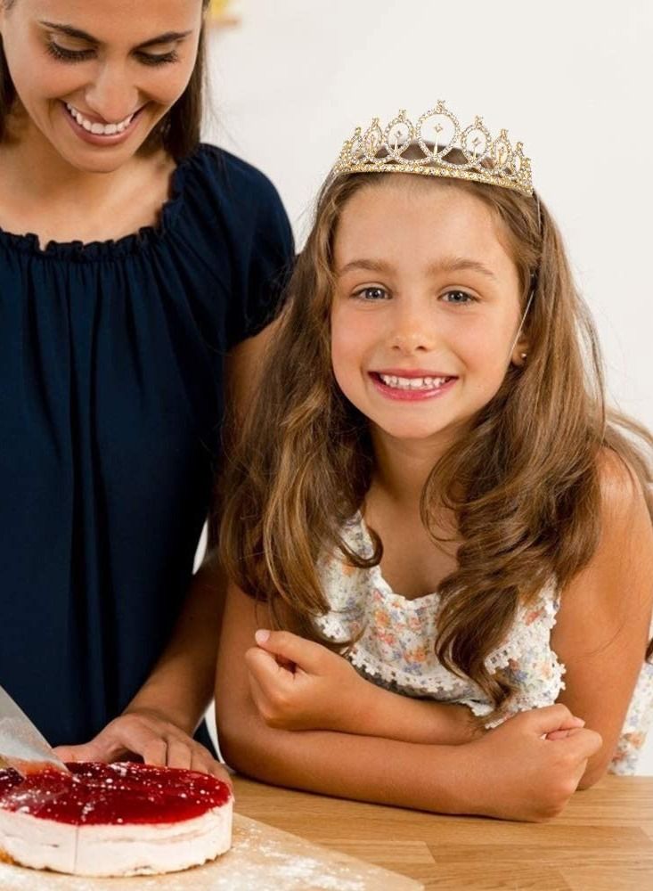 MARGOUN Birthday Queen Sash and Rhinestone Diamond Tiara Crown Set Girls Women Birthday Decoration Party Supplies Gold - Image 3
