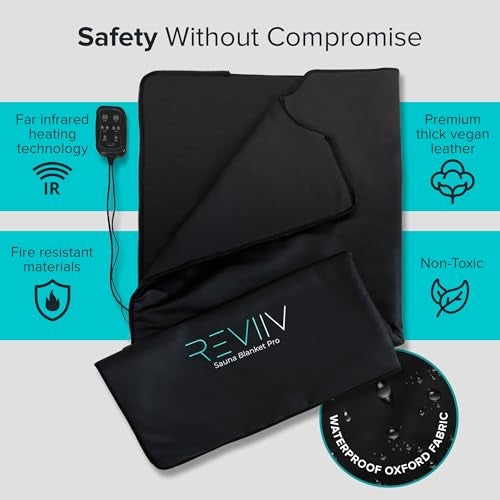 REVIIV بطانية ساونا محمولة مع منشفة قطنية إضافية - V2.0 ترقية رئيسية! بطانية ساونا بالأشعة تحت الحمراء الفاخرة للتخلص من السموم - بطانية ساونا بالأشعة تحت الحمراء للاستخدام المنزلي مع نطاق درجة حرارة 85-185℉ - Image 2