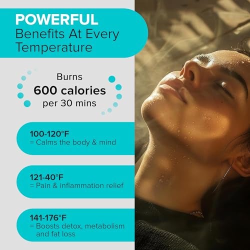 REVIIV بطانية ساونا محمولة مع منشفة قطنية إضافية - V2.0 ترقية رئيسية! بطانية ساونا بالأشعة تحت الحمراء الفاخرة للتخلص من السموم - بطانية ساونا بالأشعة تحت الحمراء للاستخدام المنزلي مع نطاق درجة حرارة 85-185℉ - Image 5