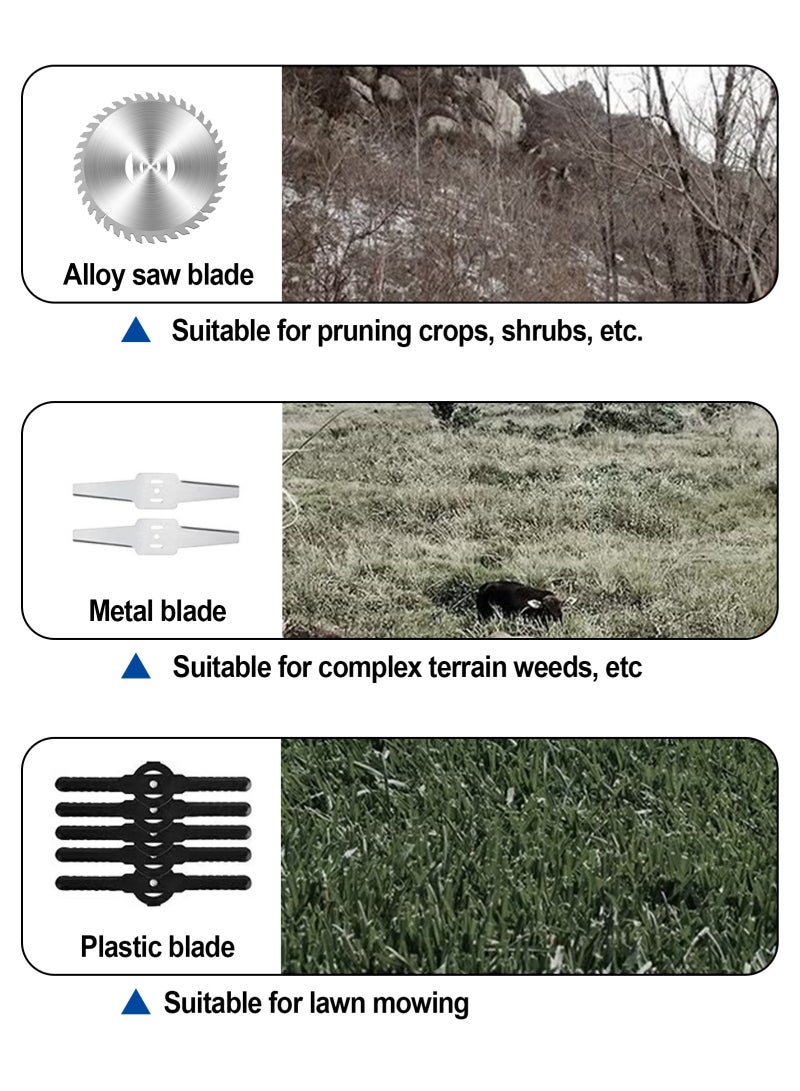 HomarKet Electric String Trimmer Kit,Cordless Handheld Grass Trimmer with 48V*2 Rechargable Battery,Wheel,3 Types Cutting Blade,Gloves,Charger Included,Lawn Mower for Yard Lawn - Image 5