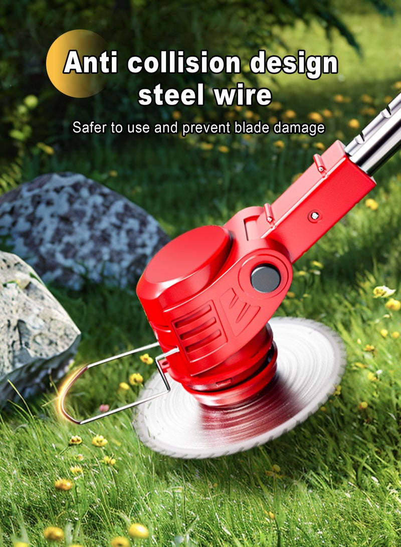 HomarKet Electric String Trimmer Kit,Cordless Handheld Grass Trimmer with 48V*2 Rechargable Battery,Wheel,3 Types Cutting Blade,Gloves,Charger Included,Lawn Mower for Yard Lawn - Image 4