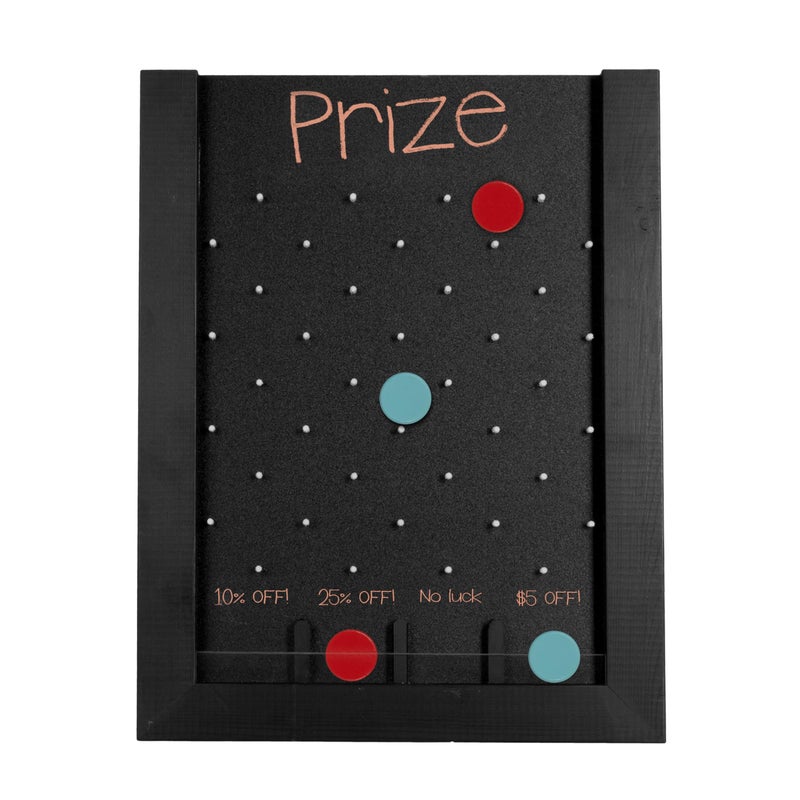 Ilyapa Tabletop Plinko Board Game 13x17 Inch Portable Prize Drop Plinko Board for Events and Trade Show Wooden AFrame Whiteboard Sign Black