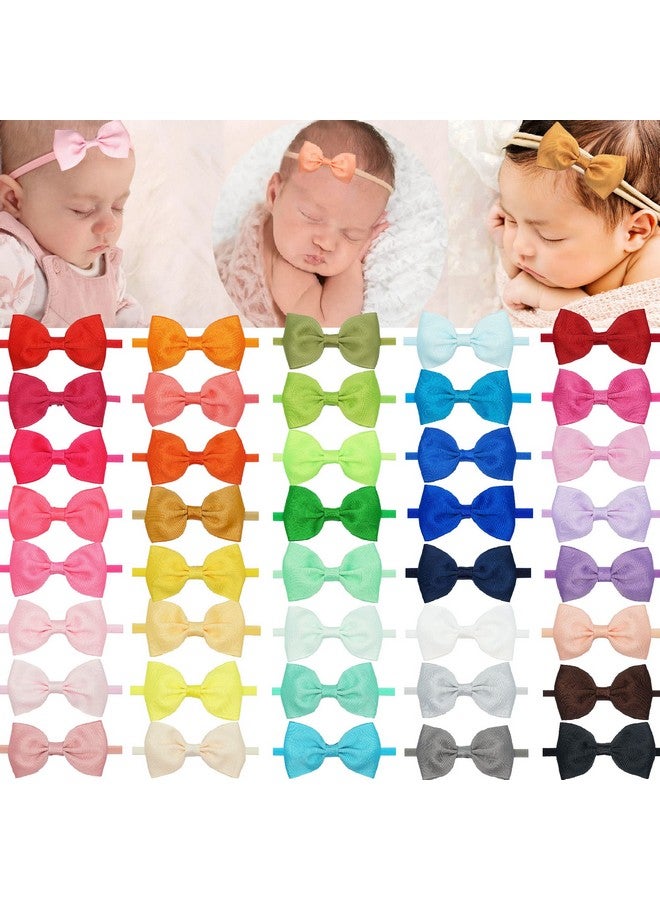 CELLOT 40 Colors Baby Bow Headbands 2.75" Hair Bows Super Soft Nylon Headbands For Baby Girls Infants Preemie And Newborn Kids Hair Accessories - Image 1