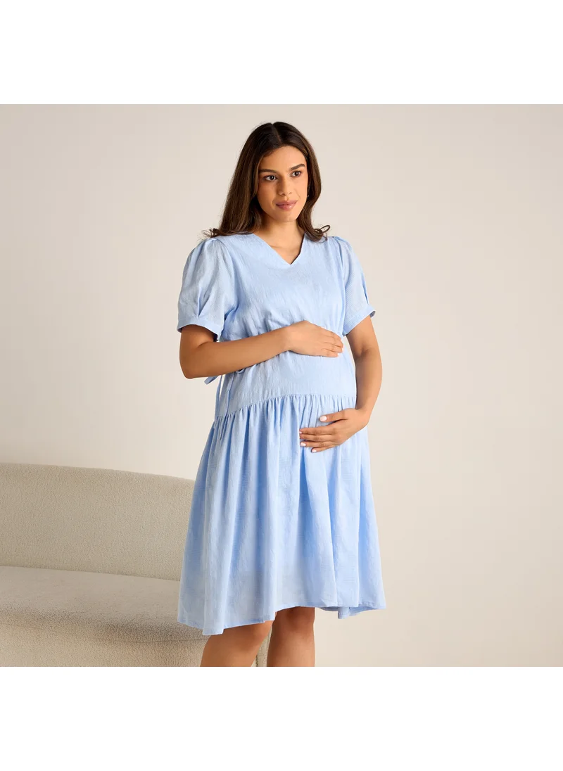 Splash FAV Textured V-neck Maternity Night Dress