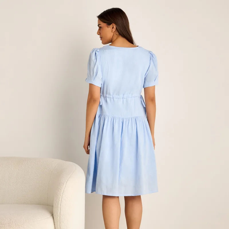 Splash FAV Textured V-neck Maternity Night Dress