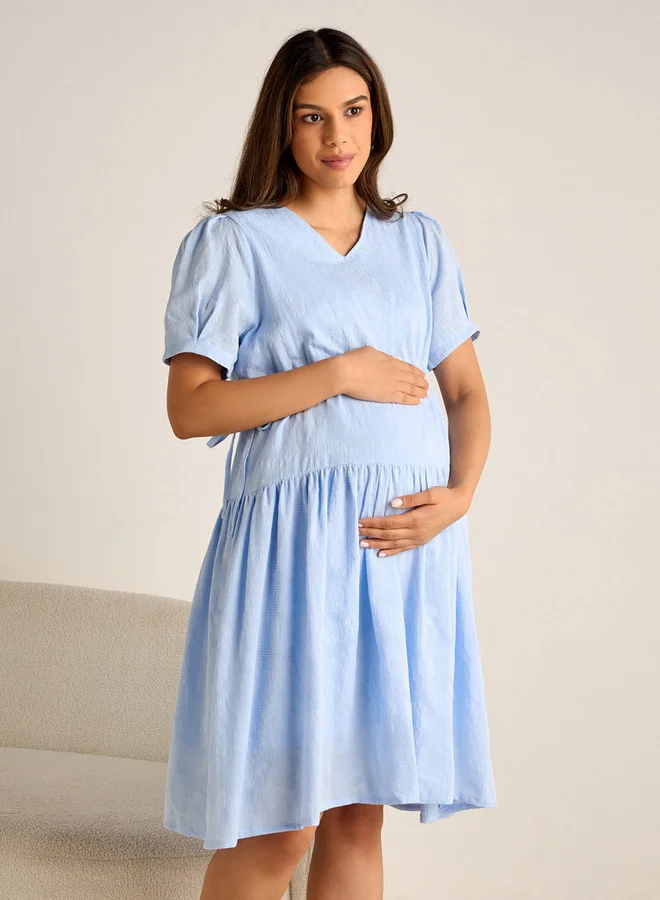 سبلاش فيڤ فستان حمل مريح بياقة على شكل حرف