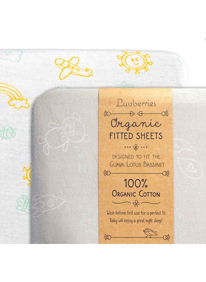 Luvberries - Luvberries 100% Organic Cotton Bassinet Sheets (Set of 2) for The Guava Lotus Travel Bassinet - Baby and Newborn, Fitted Bassinet Sheets, for Boys & Girls (Day and Night) - Image 1
