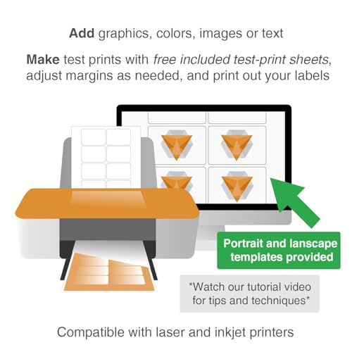 ChromaLabel 2 x 3 Inch Printable Labels, Office Labels & Stickers Compatible with Laser and Inkjet Printers - 25 Label Sheets, 250 Label Stickers, White - Image 5