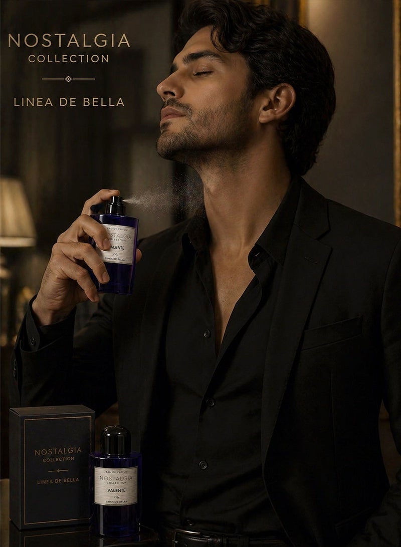 Linea De Bella Nostalgia Valente Men’s Eau de Parfum 100ml | Long Lasting Fresh Woody Men Perfume with Pineapple, Lemon & Tonka | Linea De Bella - Image 3