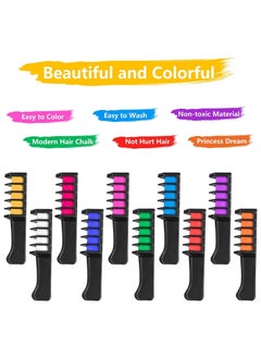RATSAW 10 Colors Hair Chalk Comb Temporary Hair Chalk Comb Gifts for Girls Kids Color Washable  - Image 4