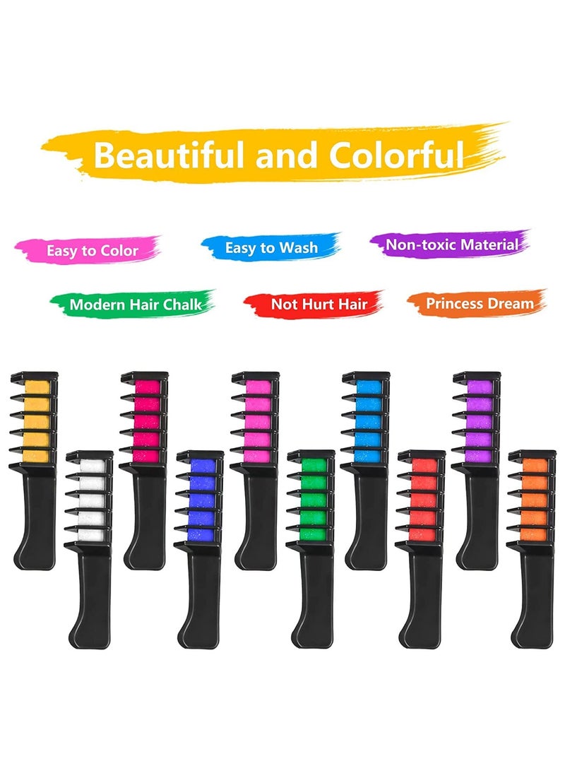 RATSAW 10 Colors Hair Chalk Comb Temporary Hair Chalk Comb Gifts for Girls Kids Color Washable - Image 4