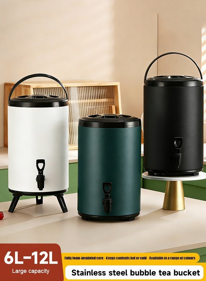 12L Milk Tea Bucket - 304 Stainless Steel Commercial Stand-Sale Special Large Capacity Double-Layer Ice Bucket for Milk Tea, Juice and Soy Milk - Thermal Insulation Bucket - Image 2