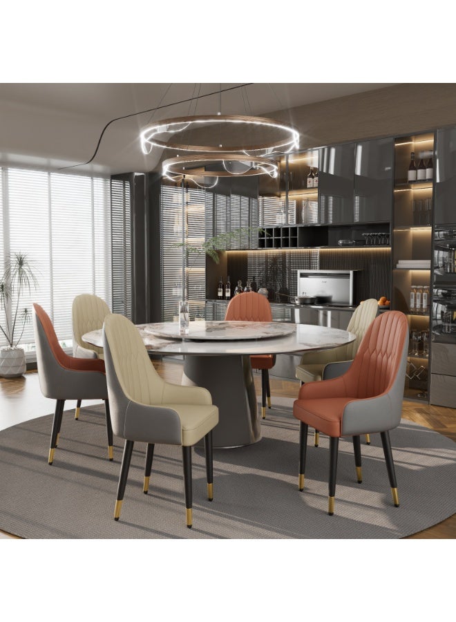 ويسفور مجموعة من 2 كراسي طعام جلدية: كراسي طعام مبطنة بجلد السيليكون من الألياف الدقيقة، أنيقة ومريحة، مقعد سميك، ظهر مرتفع، كرسي كبير للمطبخ وغرفة المعيشة، برتقالي كريمي وأسود - Image 3