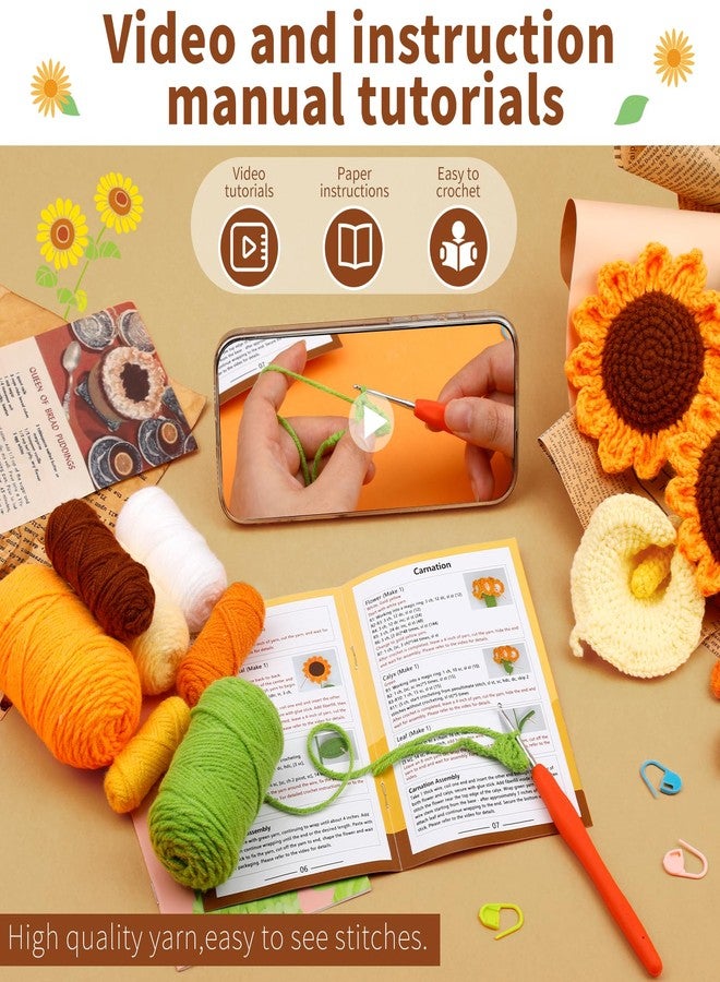 Kogyxe Crochet Kit for Beginners, Crochet Flower Bouquet with Step-by-Step Video Tutorials, Adults Crafts Kits Including Materials Such as Floral Wire, Newspaper for Commemorative Gift - Image 4