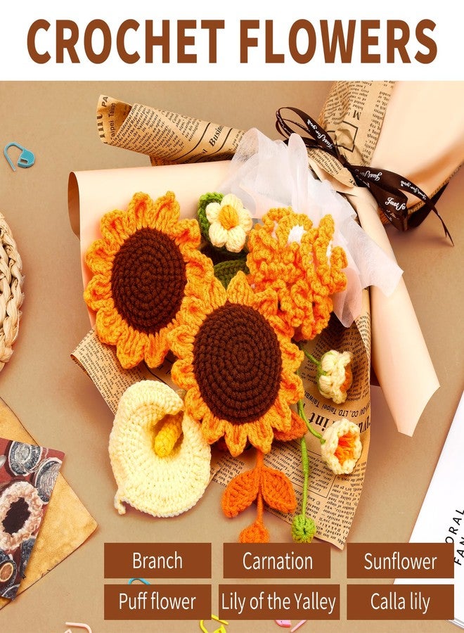 Kogyxe Crochet Kit for Beginners, Crochet Flower Bouquet with Step-by-Step Video Tutorials, Adults Crafts Kits Including Materials Such as Floral Wire, Newspaper for Commemorative Gift - Image 3