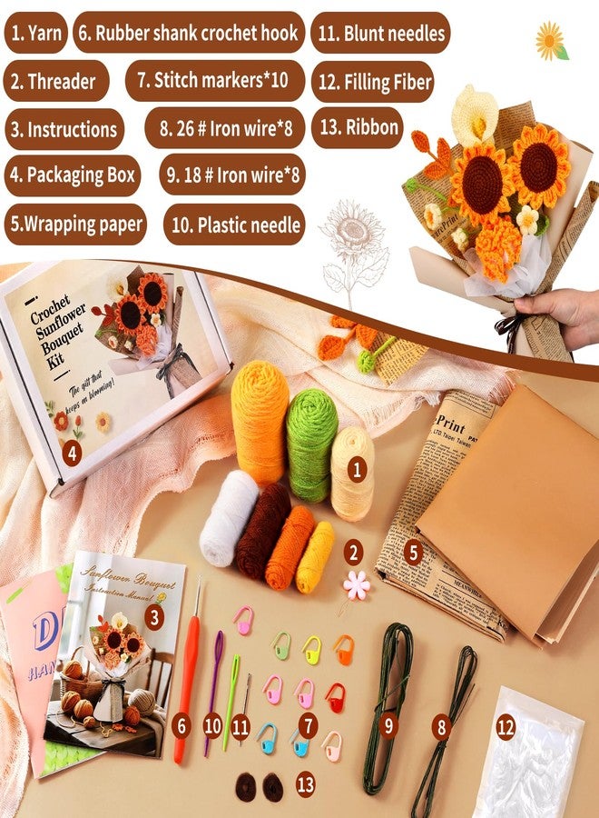 Kogyxe Crochet Kit for Beginners, Crochet Flower Bouquet with Step-by-Step Video Tutorials, Adults Crafts Kits Including Materials Such as Floral Wire, Newspaper for Commemorative Gift - Image 2