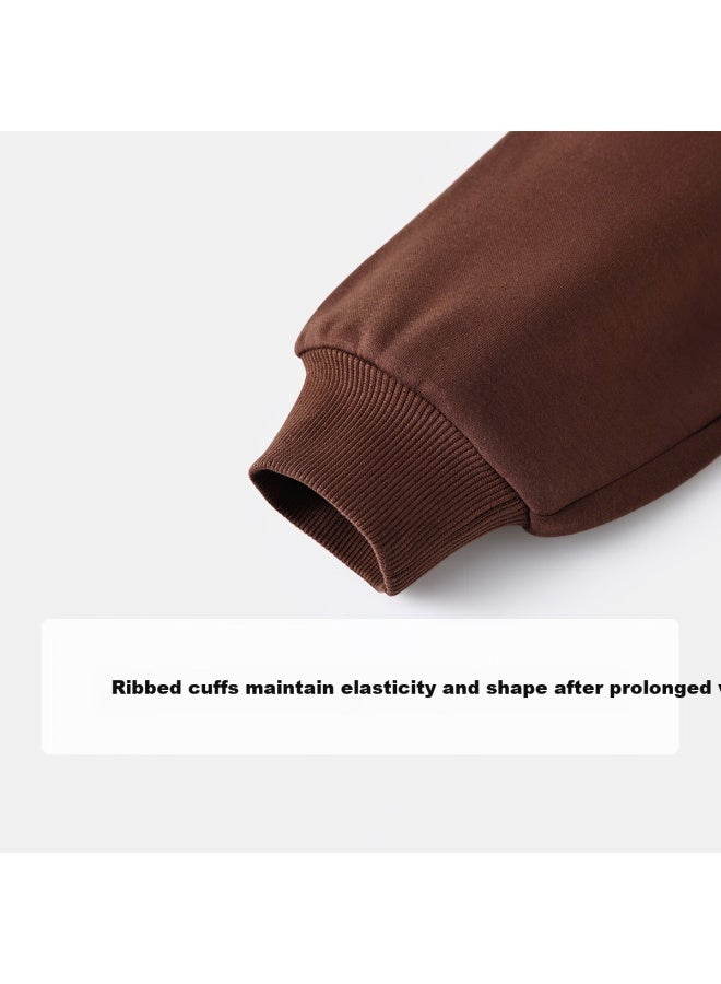 Yeehoo Boys' Sweatshirt Children's Long Sleeve Stand Collar Top Milei Collaboration Casual Winter Wear Jazz Brown 140 - Image 4