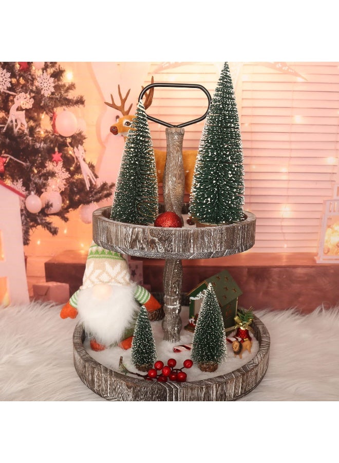 synoratory Small Christmas Tree,Mini Christmas Tree, Mini Pine Tree, Bottle Brush Fake Trees with Wooden Base for Tabletop Decorative (Plant Green) - Image 3