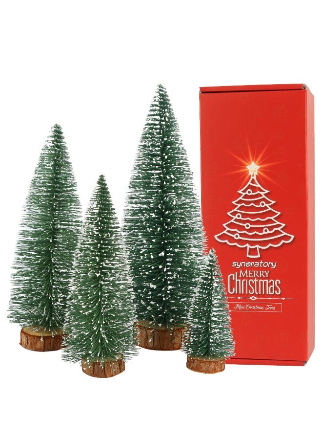 synoratory Small Christmas Tree,Mini Christmas Tree, Mini Pine Tree, Bottle Brush Fake Trees with Wooden Base for Tabletop Decorative (Plant Green) - Image 1