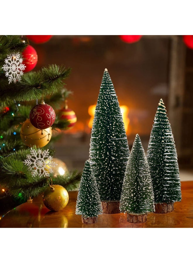 synoratory Small Christmas Tree,Mini Christmas Tree, Mini Pine Tree, Bottle Brush Fake Trees with Wooden Base for Tabletop Decorative (Plant Green) - Image 4