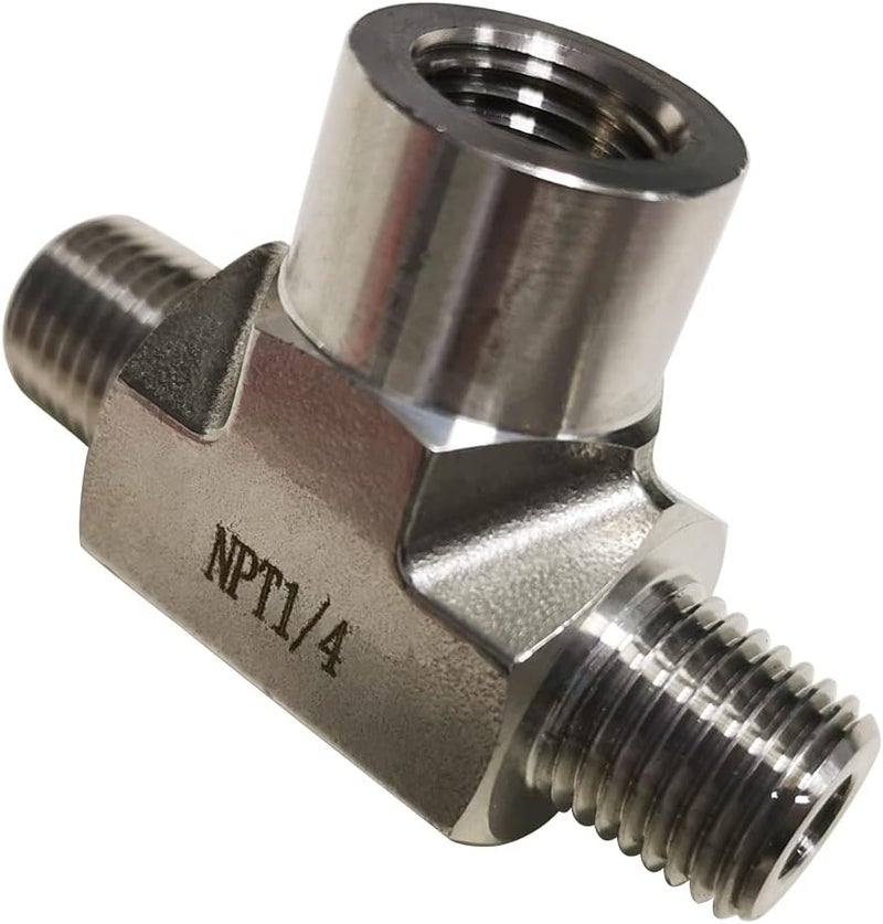 Yoebor Metalwork 304 Stainless Steel Forged Pipe Fitting Street Tee 1/4" NPT Male x 1/4" NPT Female x 1/4" NPT Male, 1 Pc - Image 4