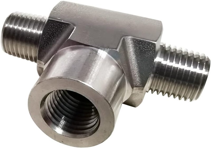 Yoebor Metalwork 304 Stainless Steel Forged Pipe Fitting Street Tee 1/4" NPT Male x 1/4" NPT Female x 1/4" NPT Male, 1 Pc - Image 3