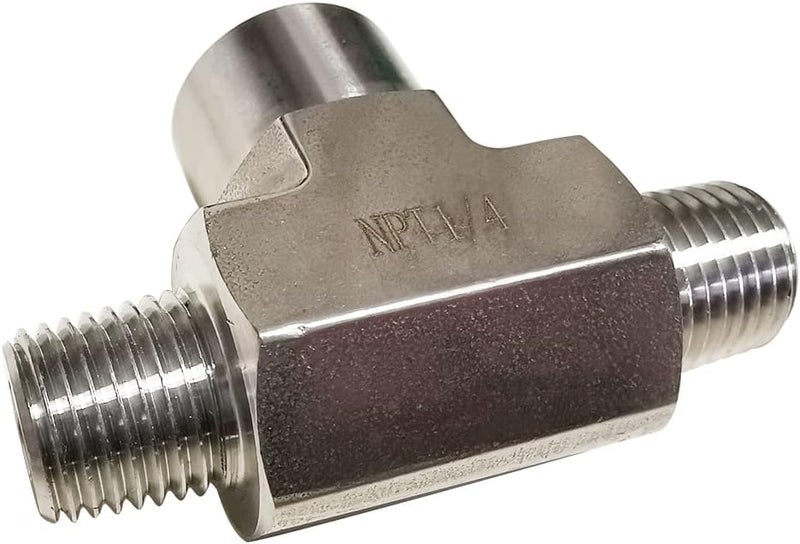 Yoebor Metalwork 304 Stainless Steel Forged Pipe Fitting Street Tee 1/4" NPT Male x 1/4" NPT Female x 1/4" NPT Male, 1 Pc - Image 2