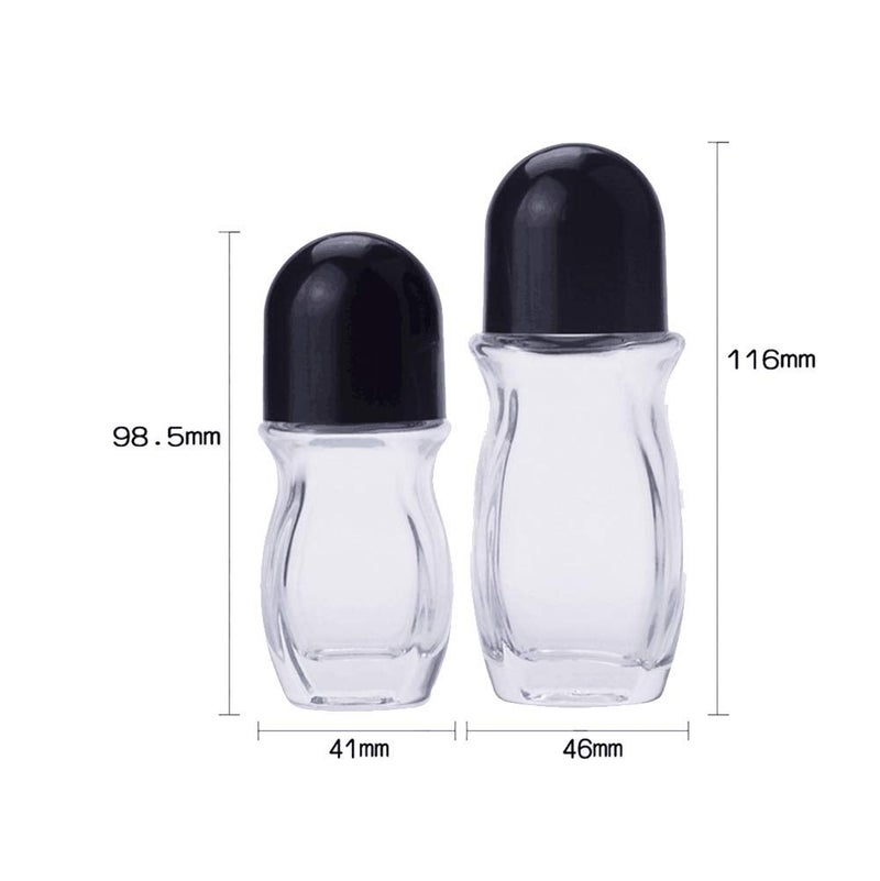 Natuworld 2Pcs 50ml/1.69oz Clear Refillable Glass Roll-On Deodorant Bottles Empty Essential Oils Roller Bottles Containers With Plastic Roller Ball and Black Cap For Deodorant Lip Oil Massage Oil Aromatherapy - Image 2