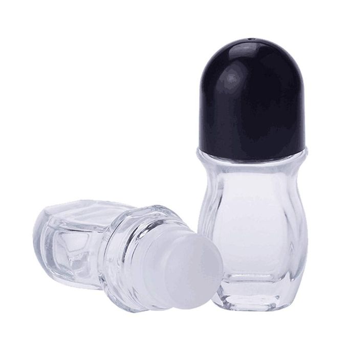 Natuworld 2Pcs 50ml/1.69oz Clear Refillable Glass Roll-On Deodorant Bottles Empty Essential Oils Roller Bottles Containers With Plastic Roller Ball and Black Cap For Deodorant Lip Oil Massage Oil Aromatherapy - Image 1