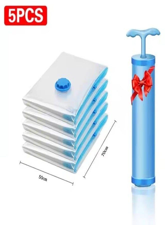 Hidak Vacuum Storage Bags 5 Pcs with Pump Compression Bags Double-Zip Seal for Clothes,Comforters,Luggage - Image 2