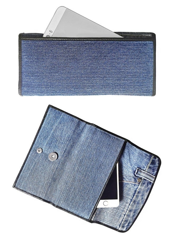 Bijoux De Ja Upcycling Blue Denim Large Capacity Money Flap Roomy Long Wallet Purse For Women Bmw014 - Image 3