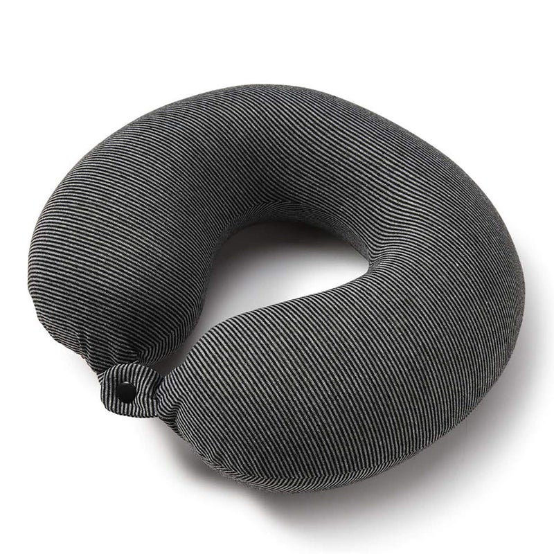 Bucky Jersey Stripe Travel Comfort, Travel Accessories, Memory Foam Neck Pillow, Black Stripe, One Size - Image 1
