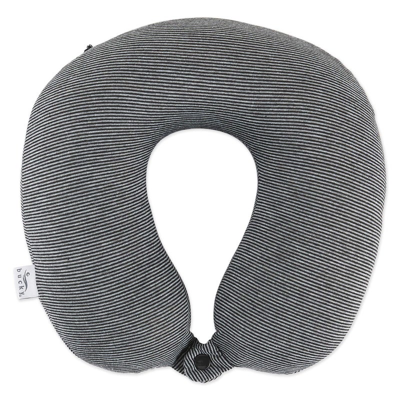 Bucky Jersey Stripe Travel Comfort, Travel Accessories, Memory Foam Neck Pillow, Black Stripe, One Size - Image 2